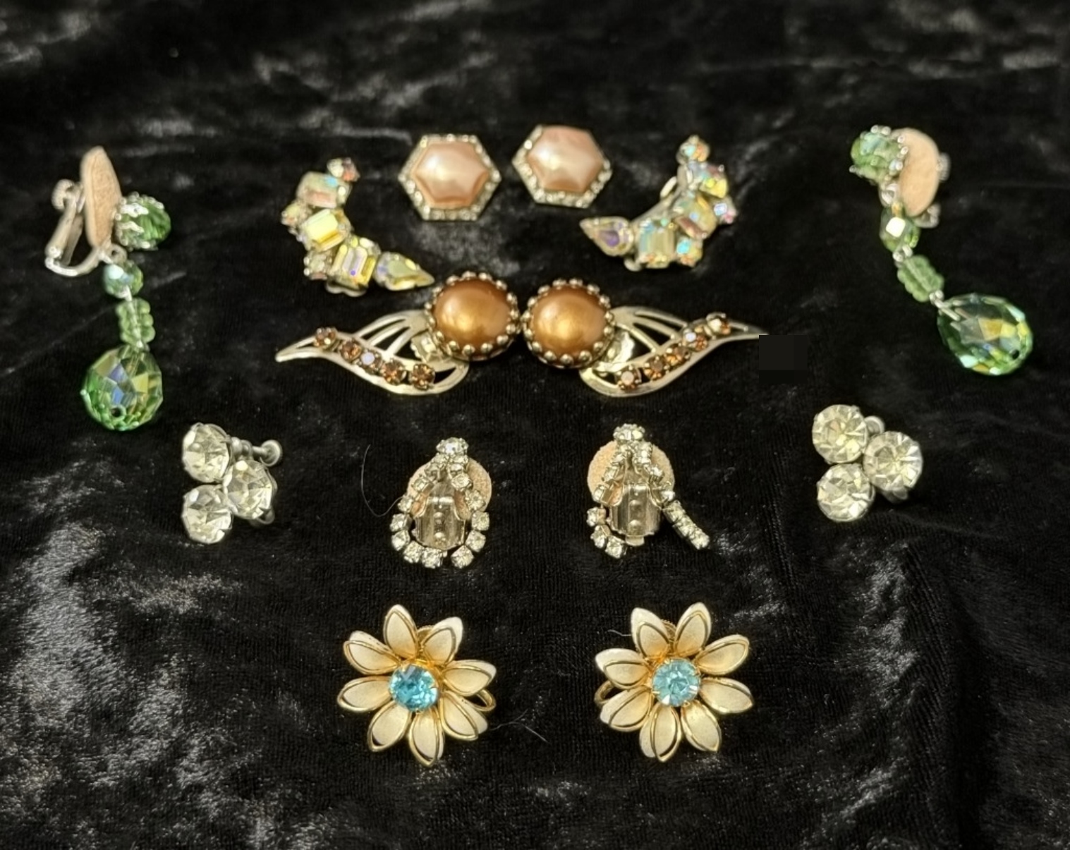 Vintage Costume Clip Earrings, 7 Pair Lot