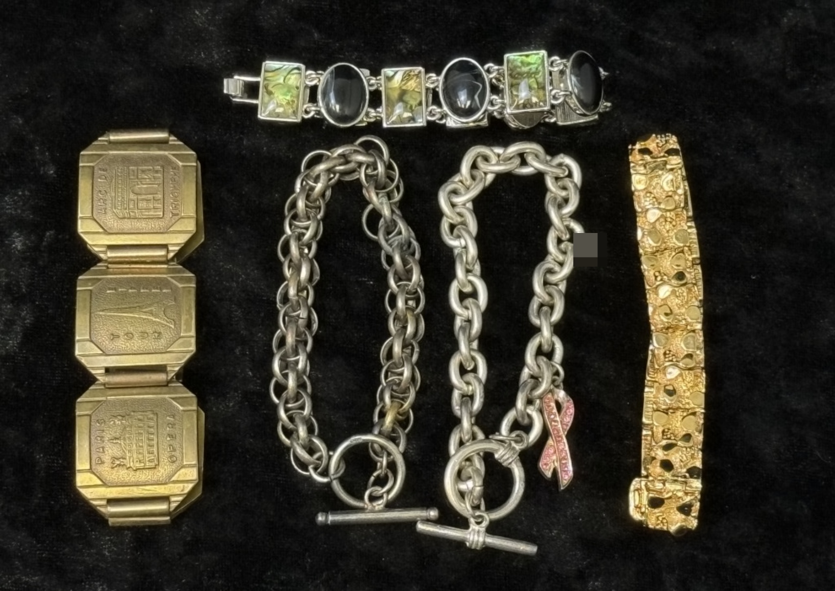 Estate Bracelet Lot, 5 Pcs Mixed Costume