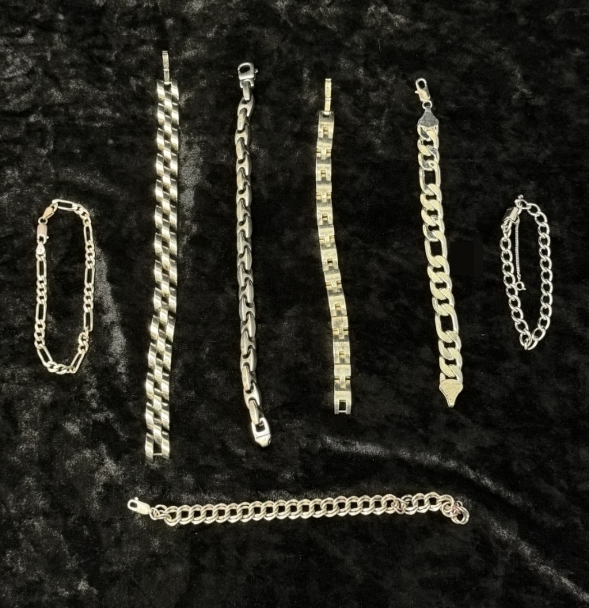 Lot of 7 Silver-Tone Chain Bracelets