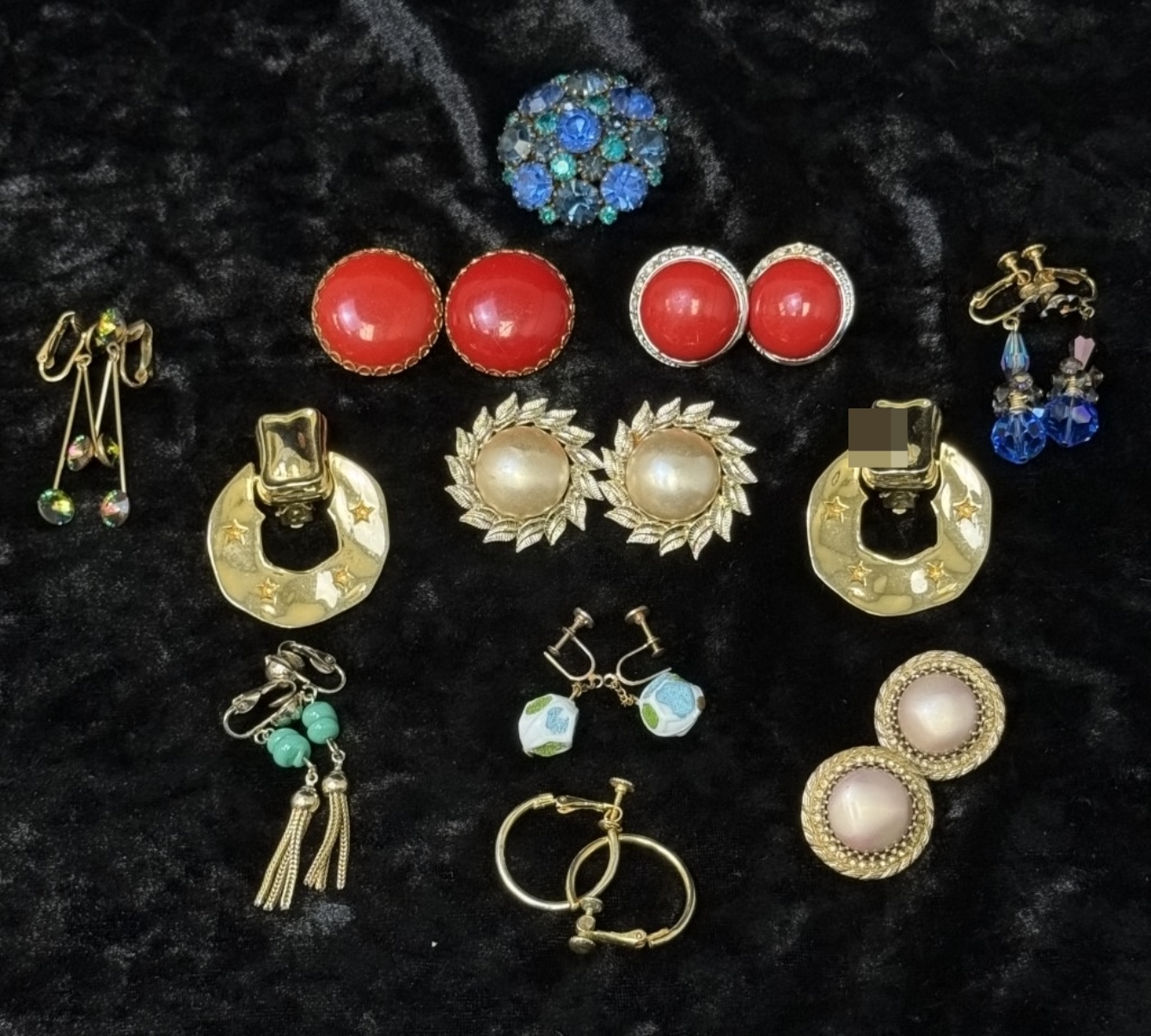 Vintage Clip-On Earrings Lot, 10 Pairs Mixed