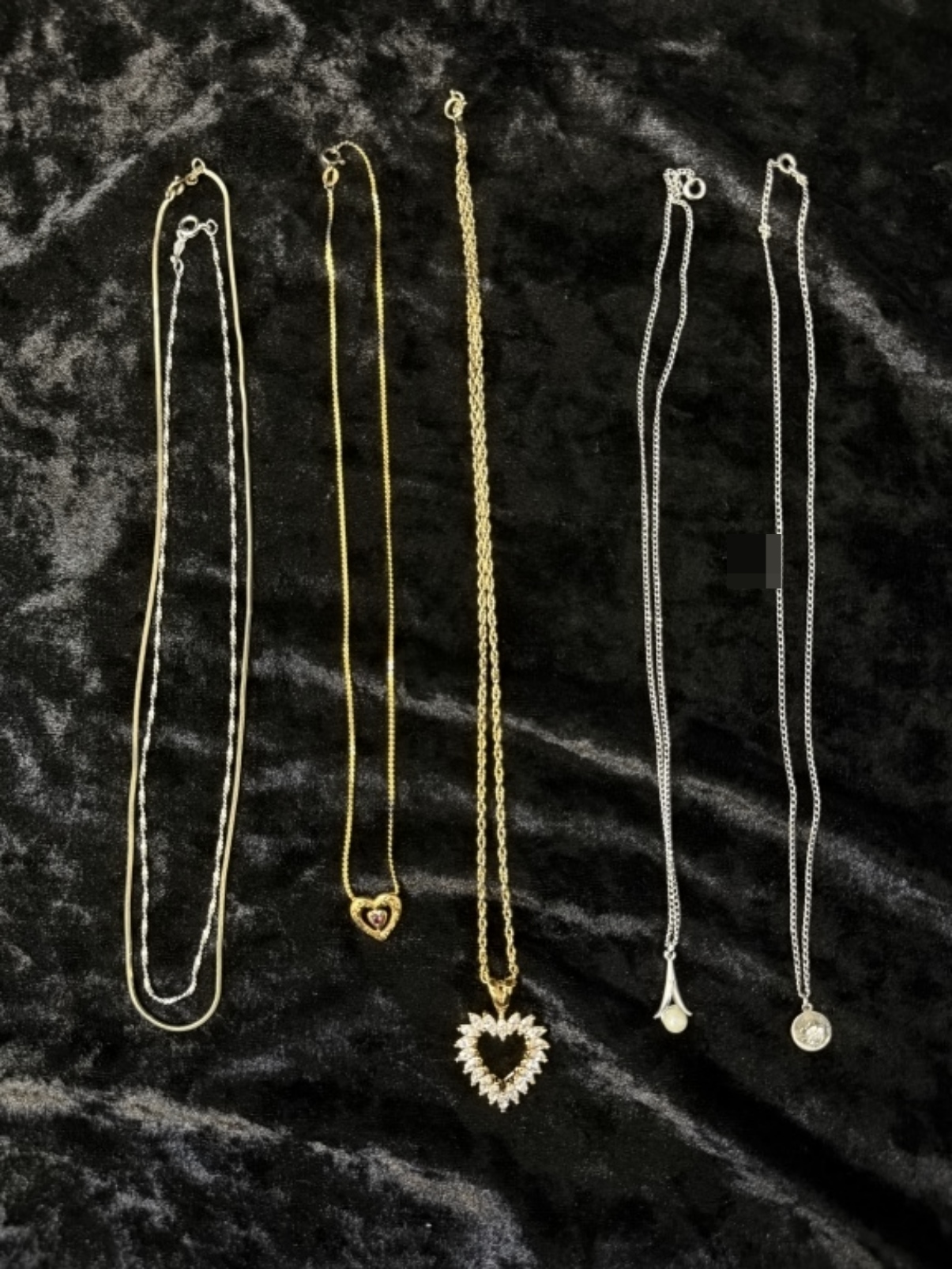 Estate Necklace Lot, 5 Pieces Mixed Costume