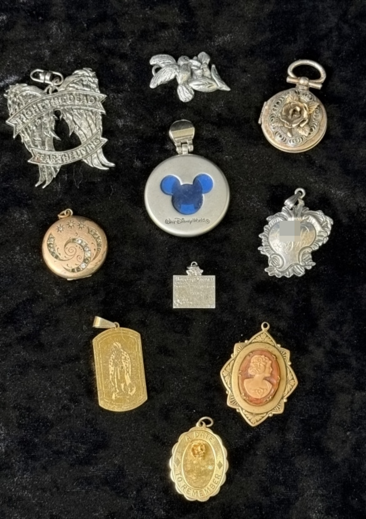 Estate Charm & Pendant Lot, 10 Pieces Mixed