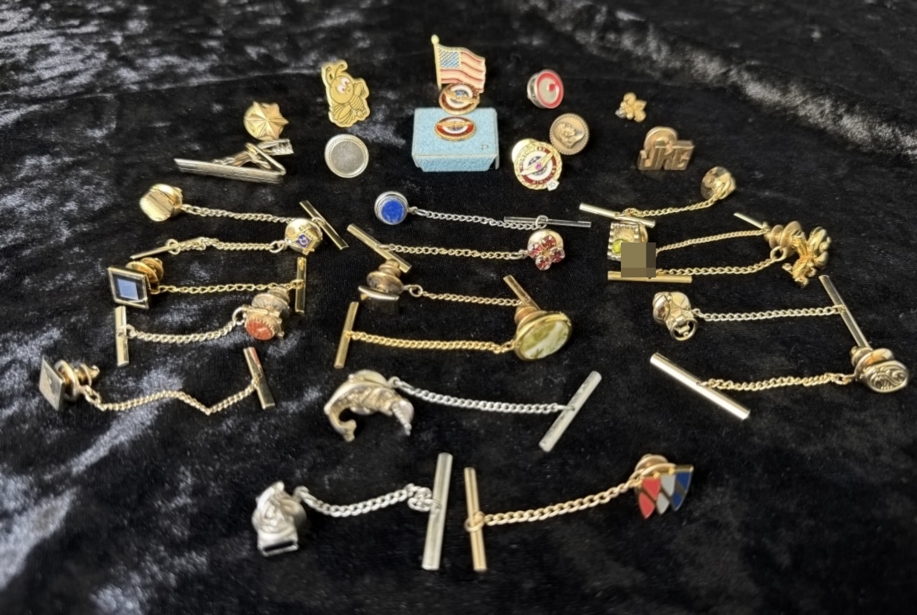 Vintage Tie Bar & Chain Lot, Airline Pins