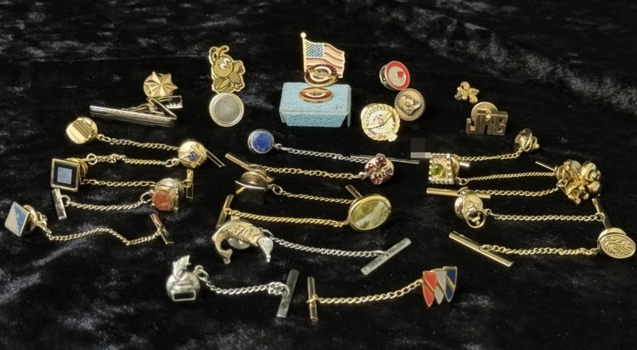 Vintage Tie Bar & Chain Lot, Airline Pins