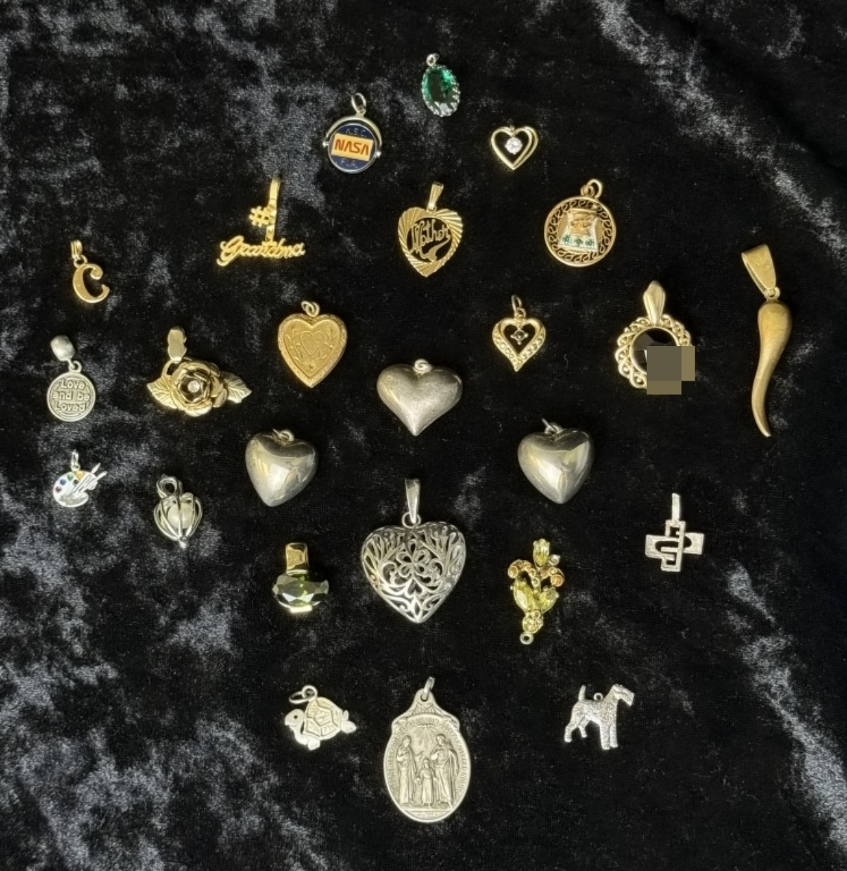 Estate Charm & Pendant Lot, 24 Pieces Mixed