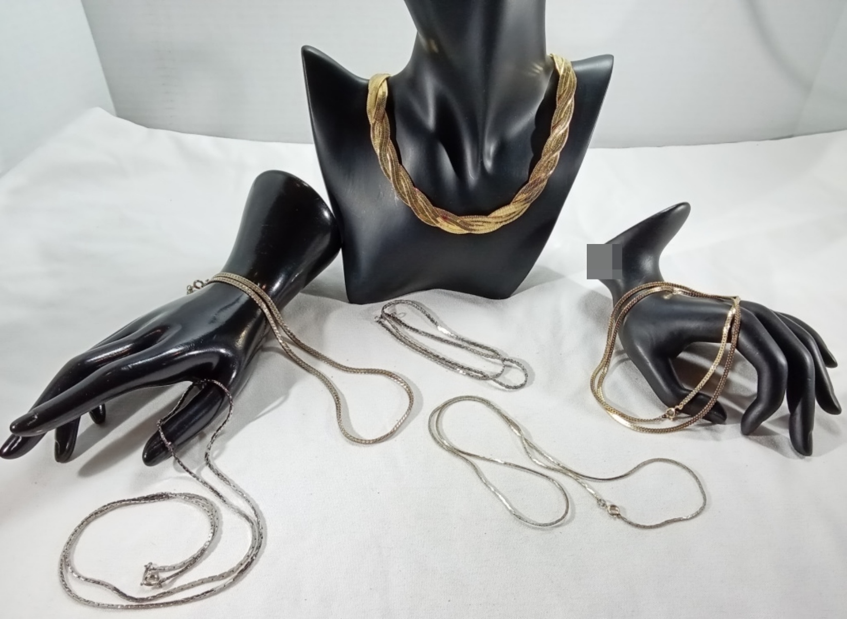 Mixed Metal Chain Necklace Lot, 6 Pieces