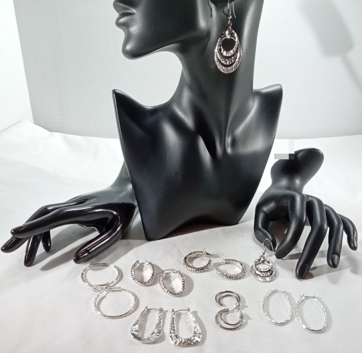 Silver-Tone Hoop Earring Collection Lot