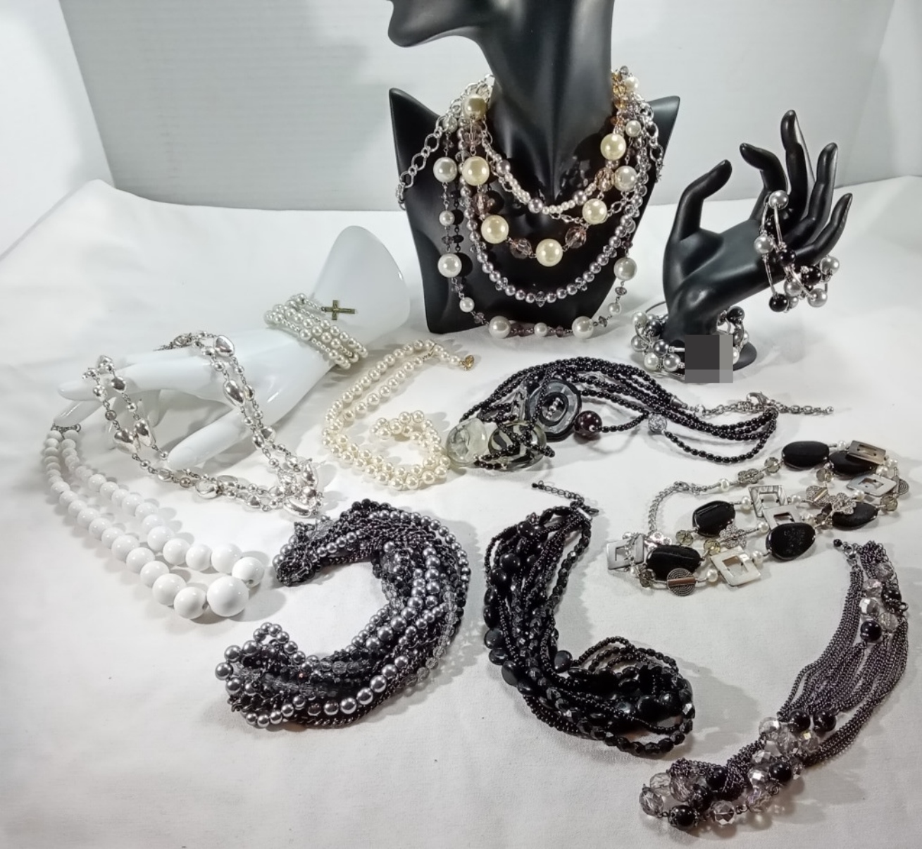 Silver-Tone Beaded Costume Jewelry Lot