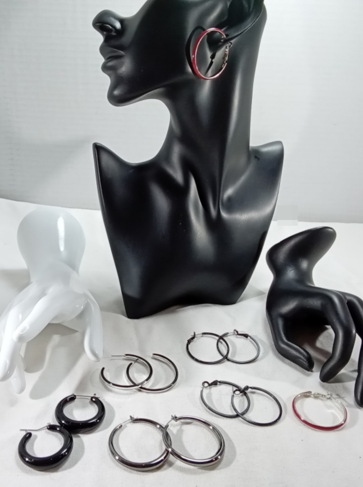 Silver-Tone Hoop Earring Lot, 6 Pairs Mixed Styles