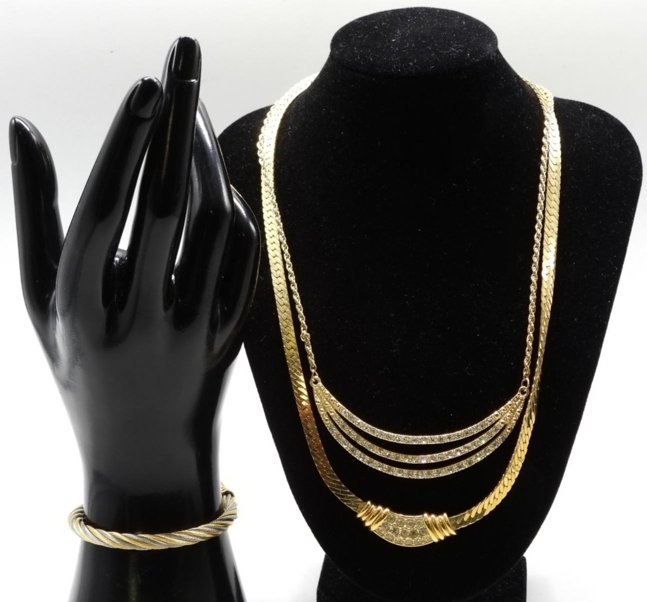 (2) Gold-Tone Necklaces & (1) Bracelet
