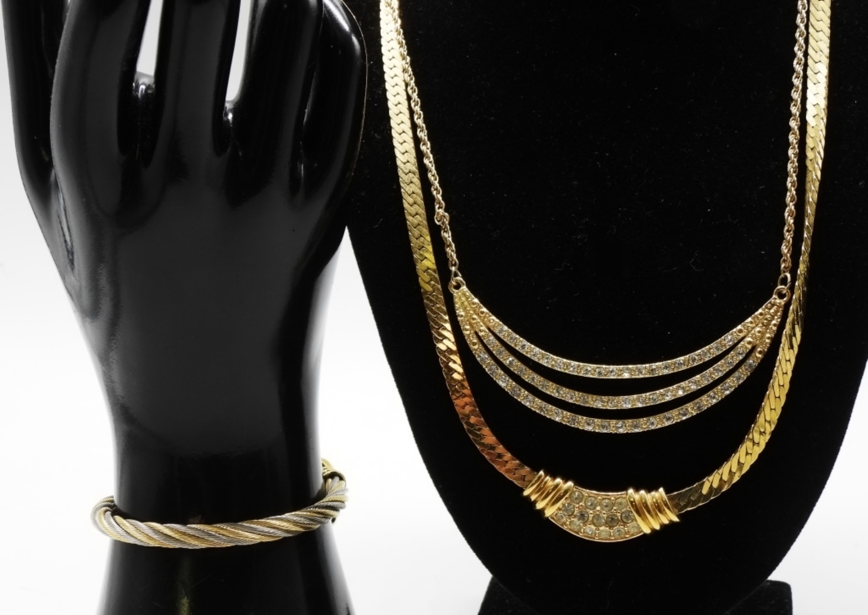 (2) Gold-Tone Necklaces & (1) Bracelet