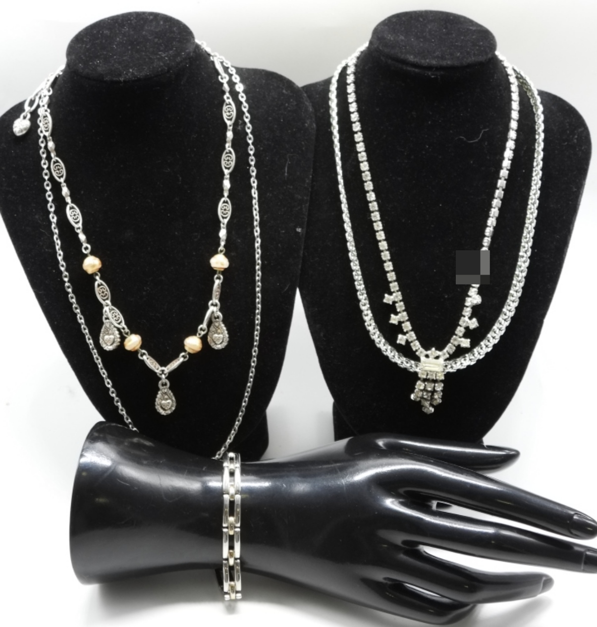 (4) Silver-Tone Necklaces & (1) Bracelet