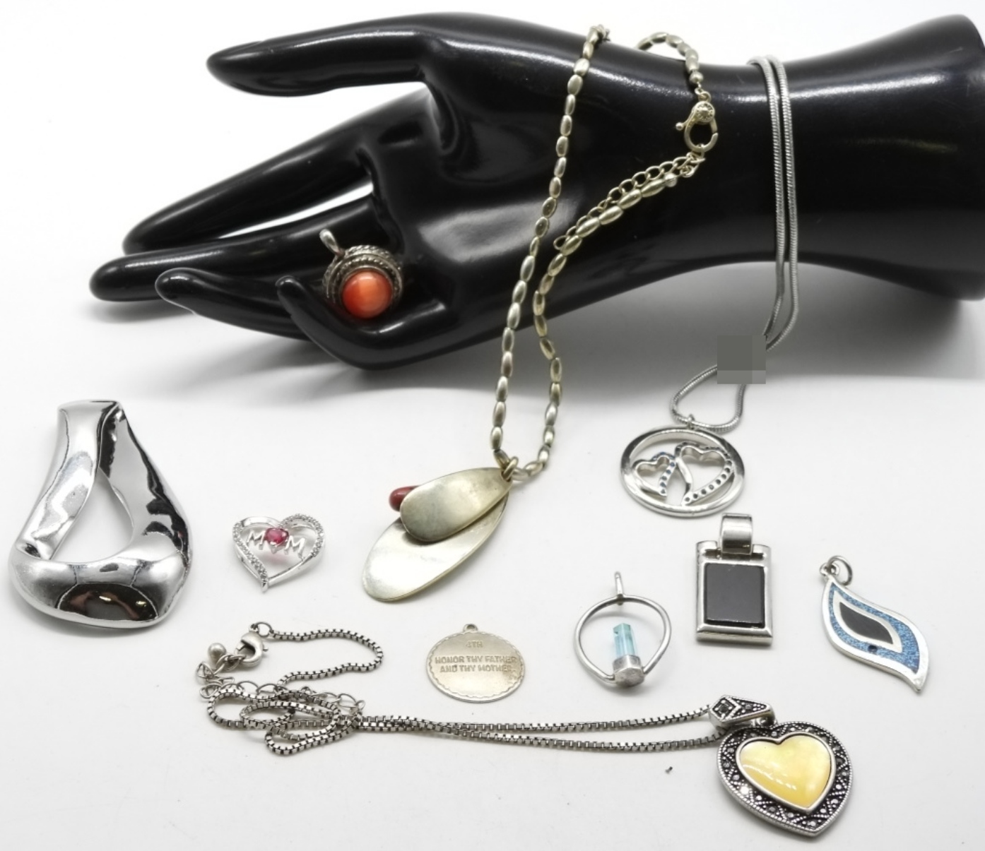 (10) Silver-Tone Pendants (3) Necklaces