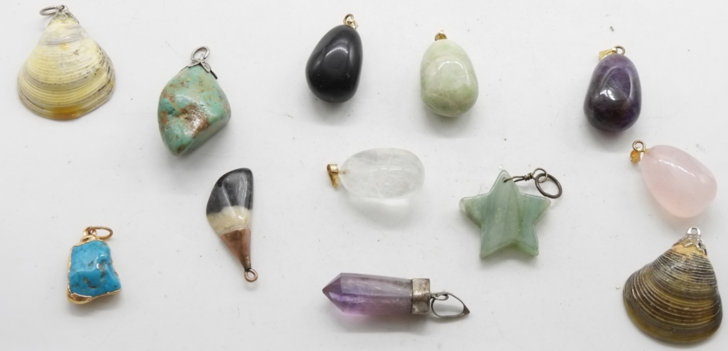 (10) Stone Pendants & Shell Pendants