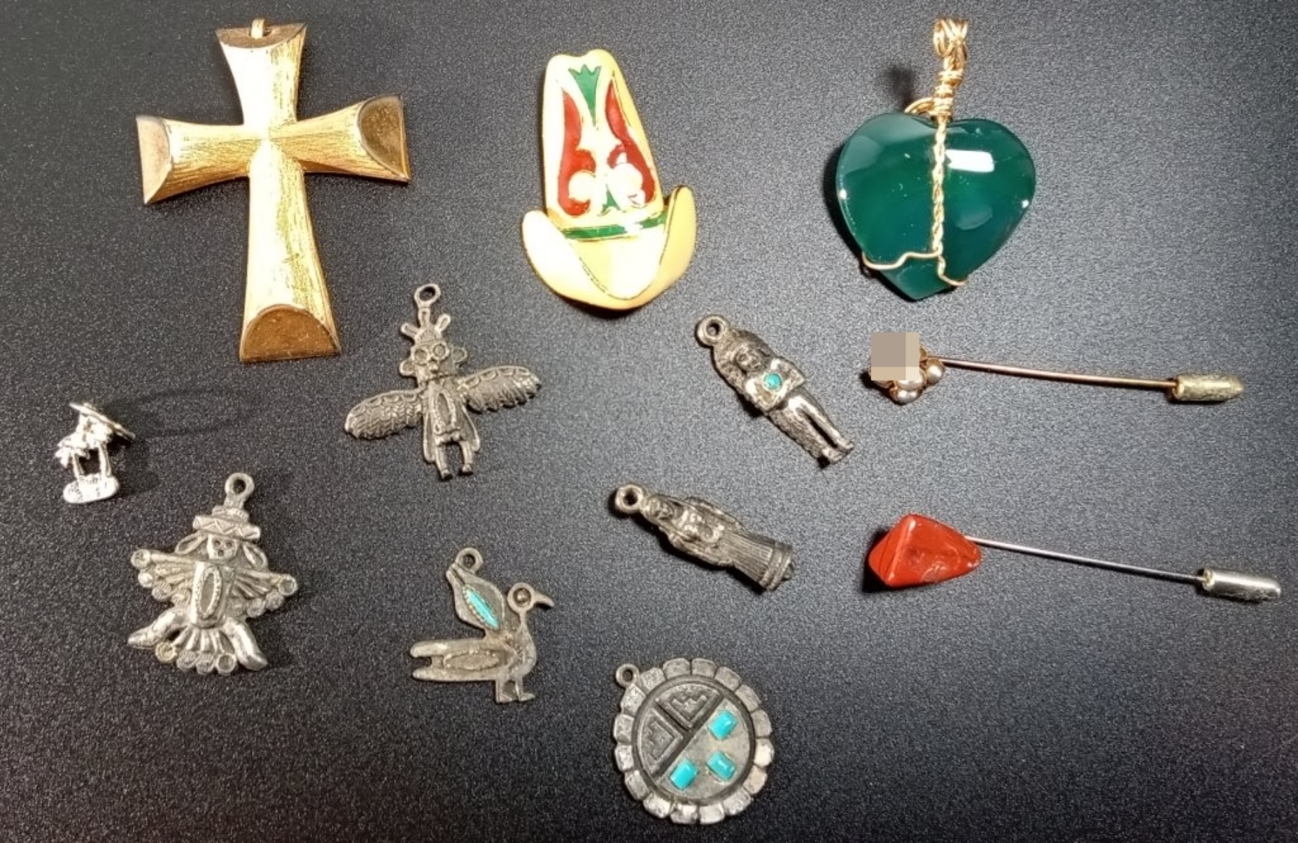Vintage Mixed Metal Charm Lot, 12 Pieces