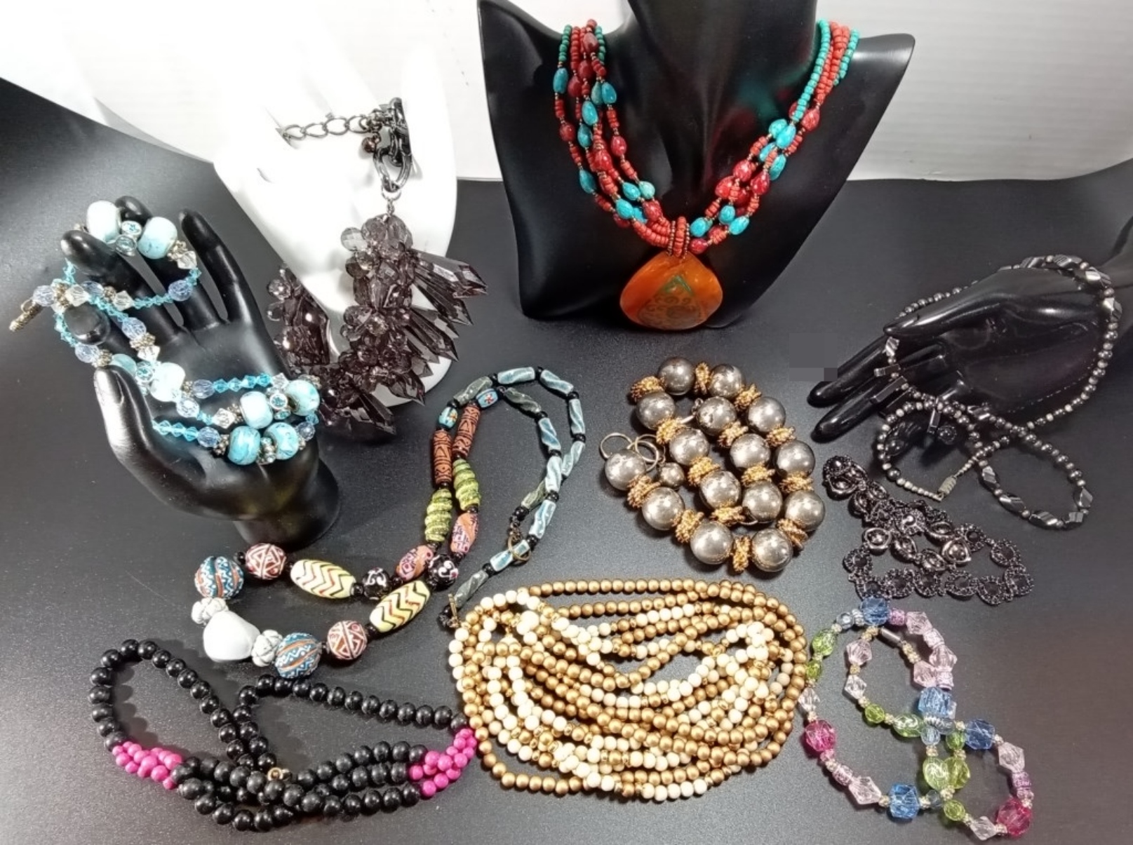 Vintage Costume Jewelry Lot, 9 Pieces Mixed