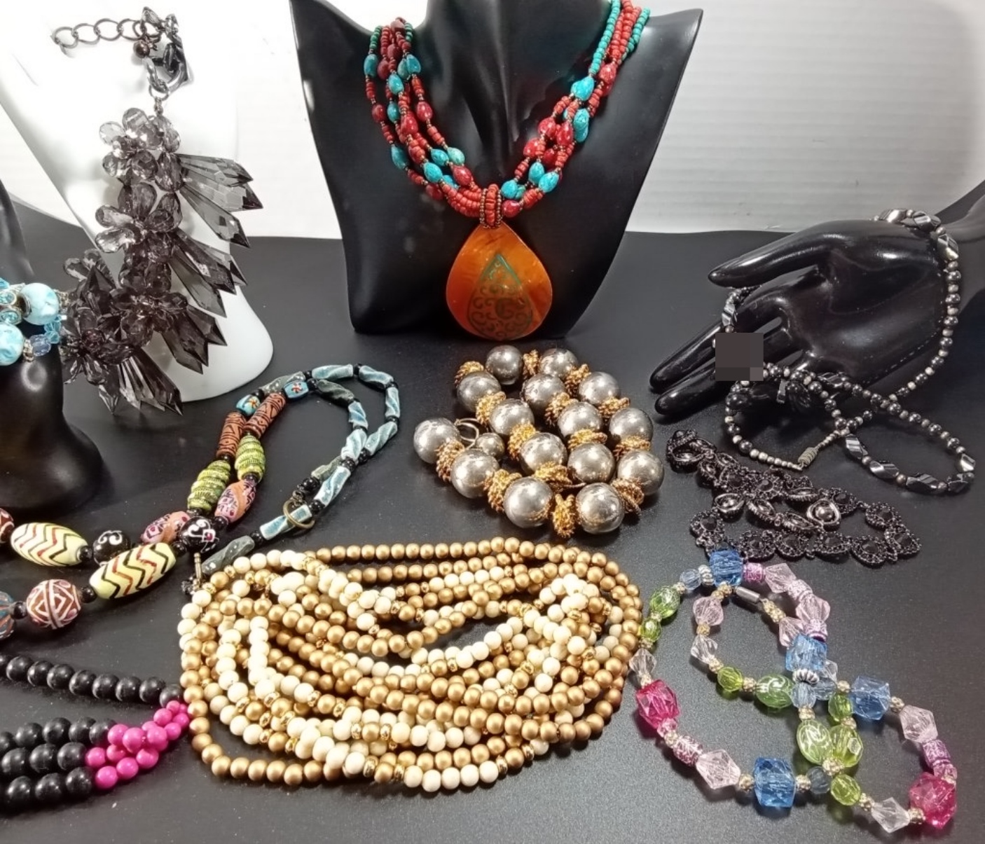 Vintage Costume Jewelry Lot, 9 Pieces Mixed