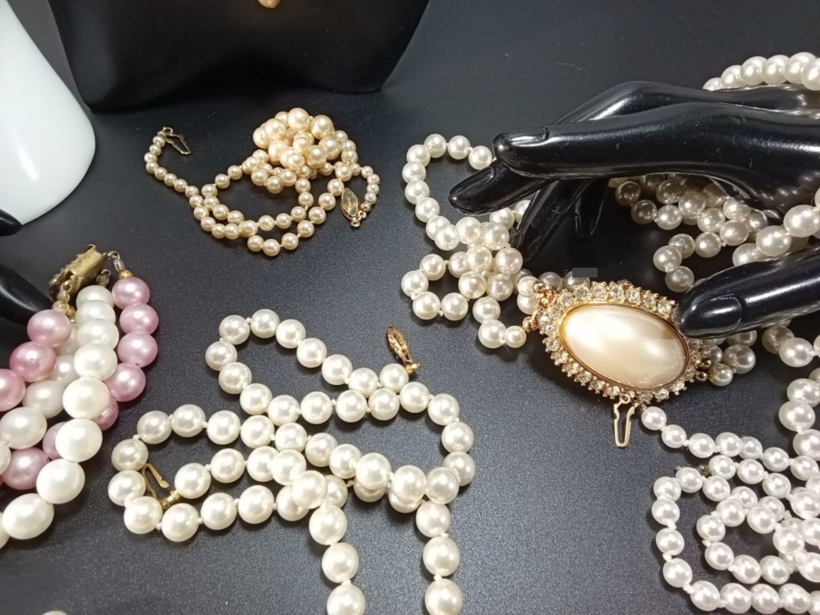 Vintage Costume Pearl & Rhinestone Lot, 11 Pieces