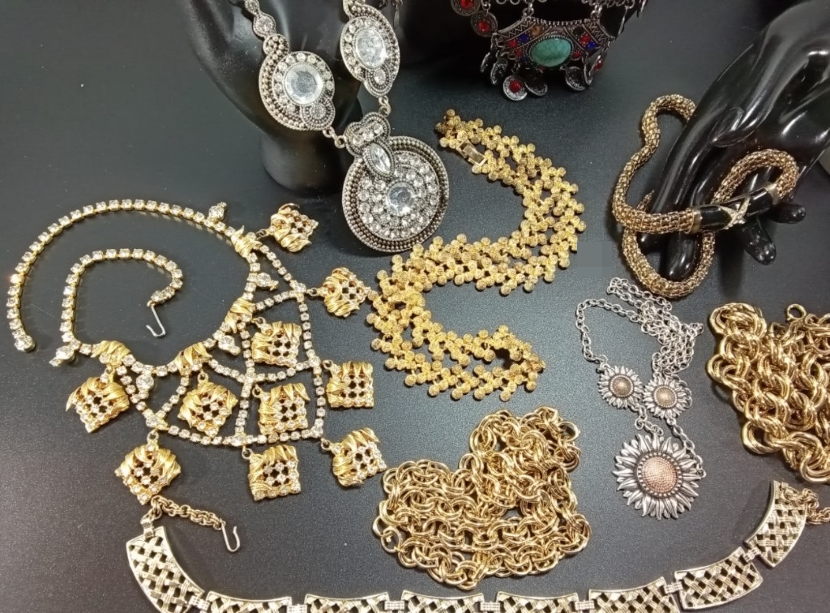 Vintage Gold-Tone & Silver-Tone Rhinestone Jewelry