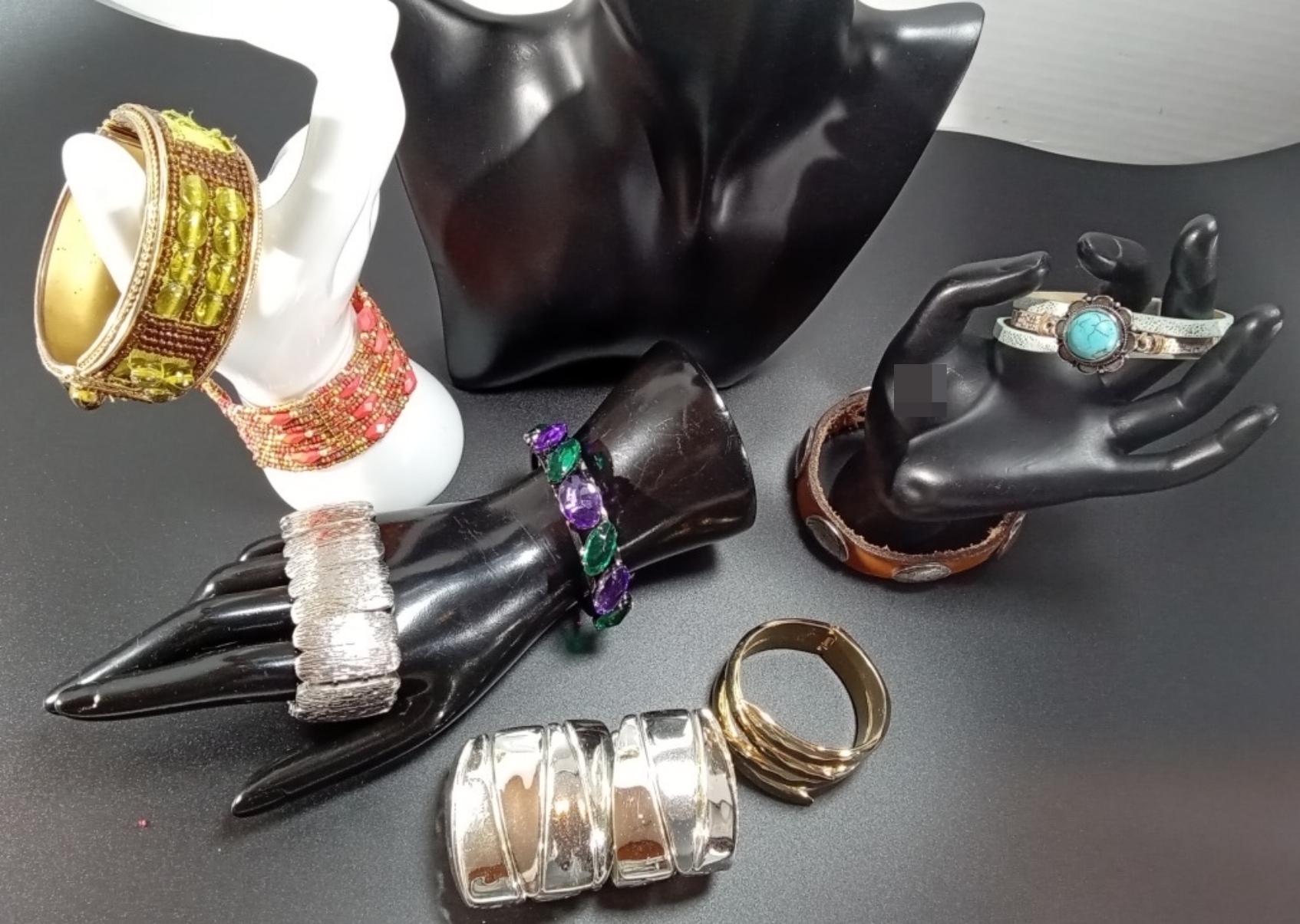 Vintage Costume Jewelry Lot, 8 Pieces Mixed Metals