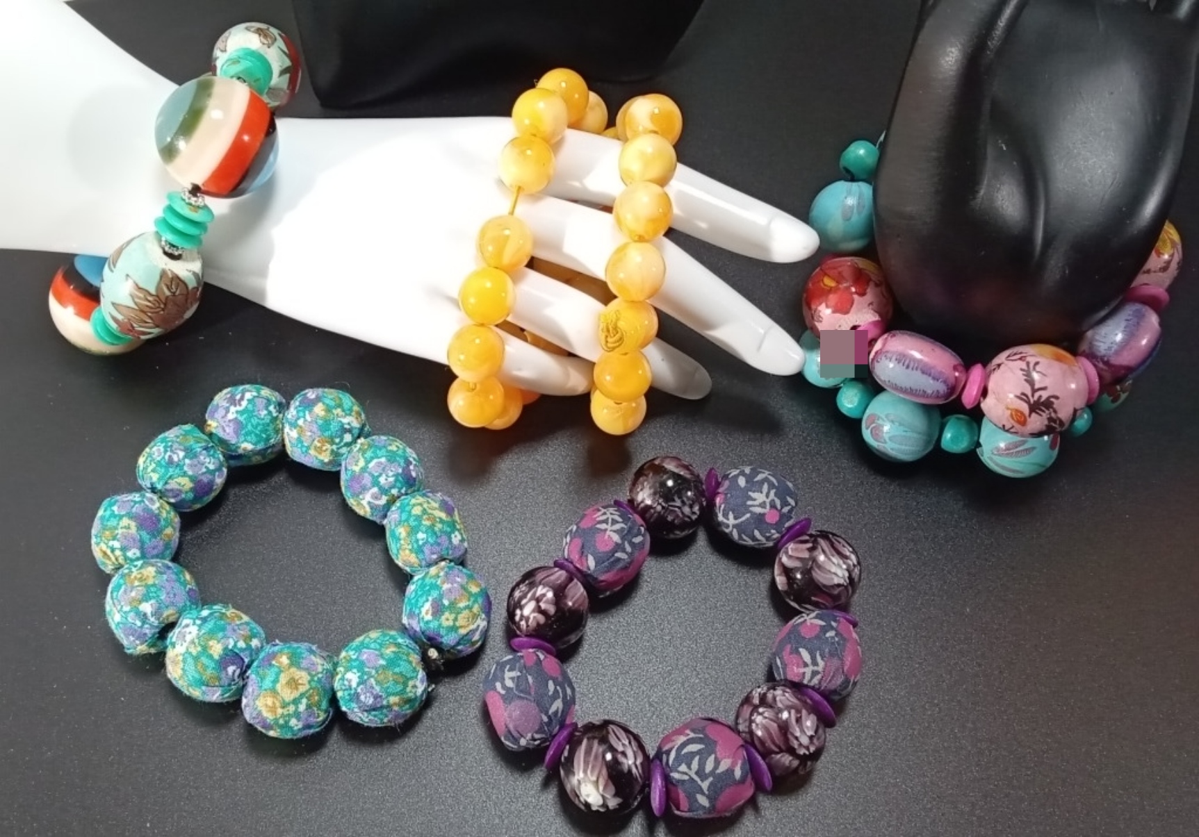 Vintage Beaded Bracelet Lot, 10 Pieces Mixed