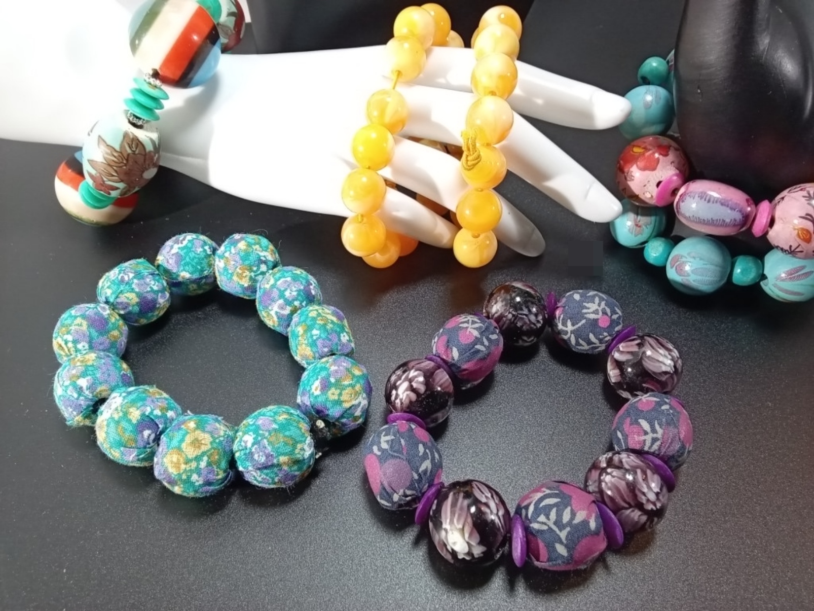 Vintage Beaded Bracelet Lot, 10 Pieces Mixed