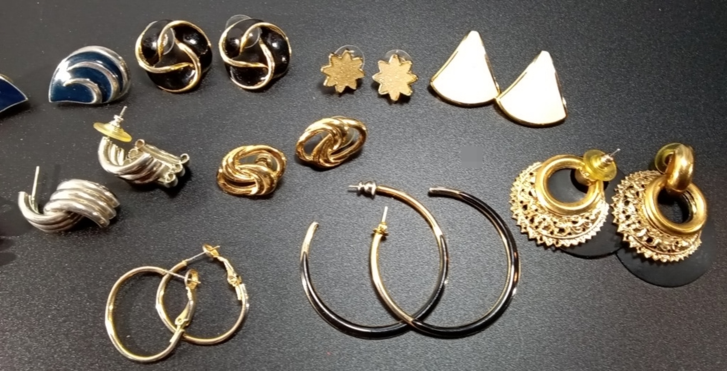 Vintage Gold-Tone Silver-Tone Earring Lot, 10 Piec