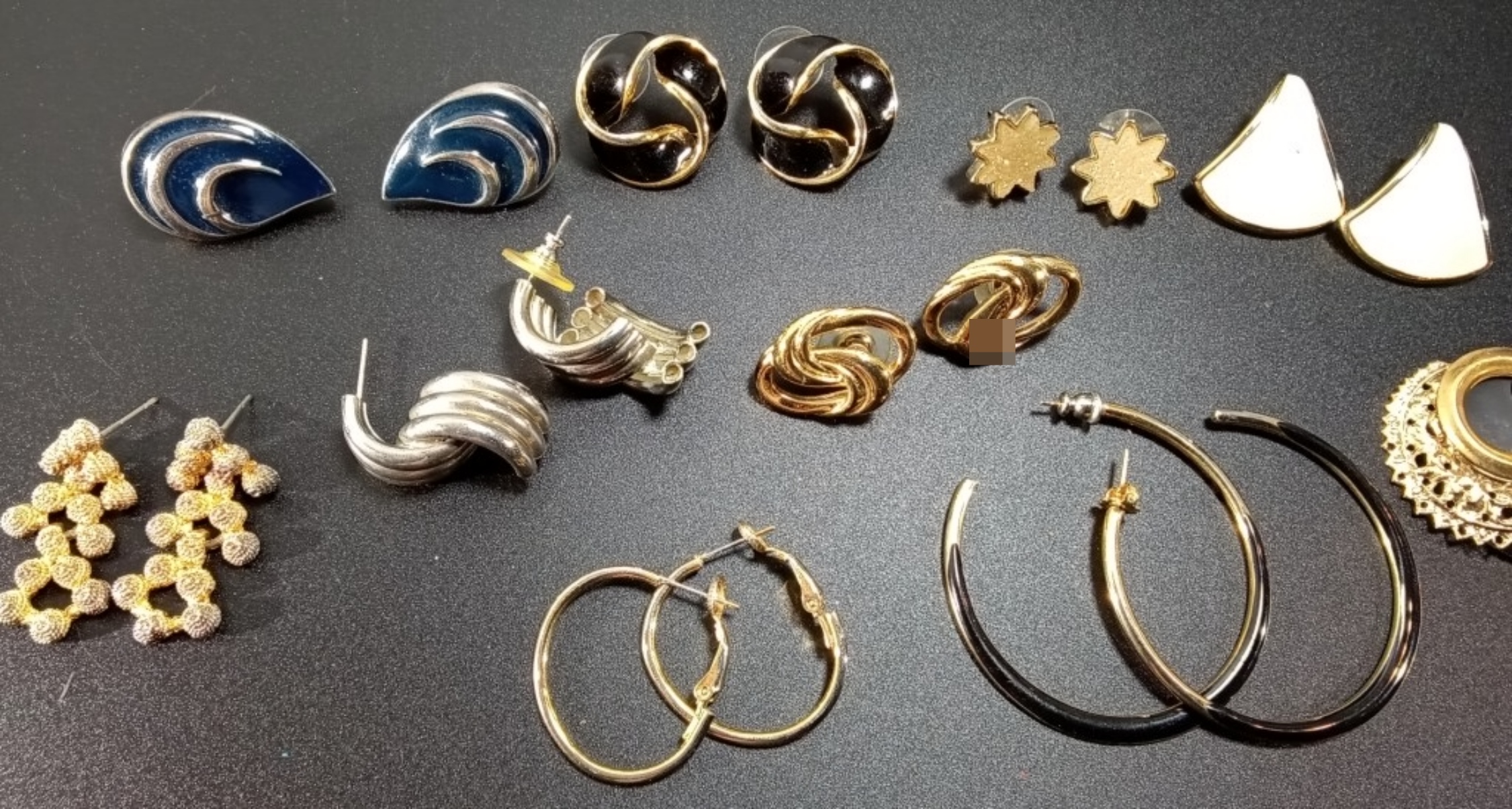 Vintage Gold-Tone Silver-Tone Earring Lot, 10 Piec