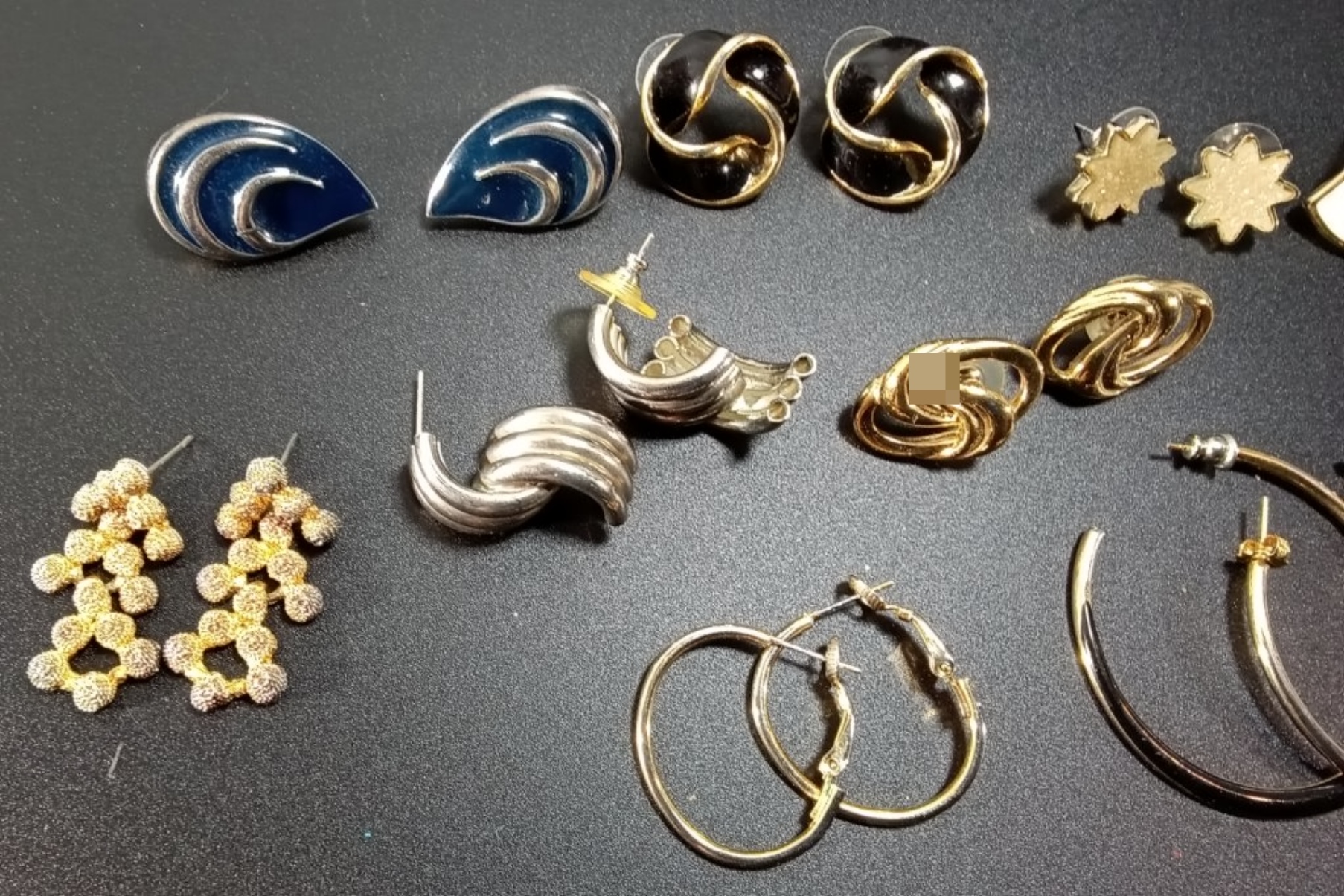 Vintage Gold-Tone Silver-Tone Earring Lot, 10 Piec