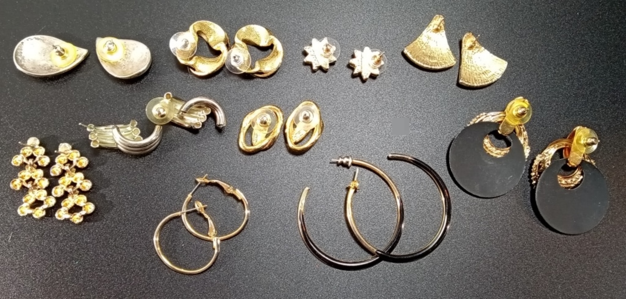 Vintage Gold-Tone Silver-Tone Earring Lot, 10 Piec