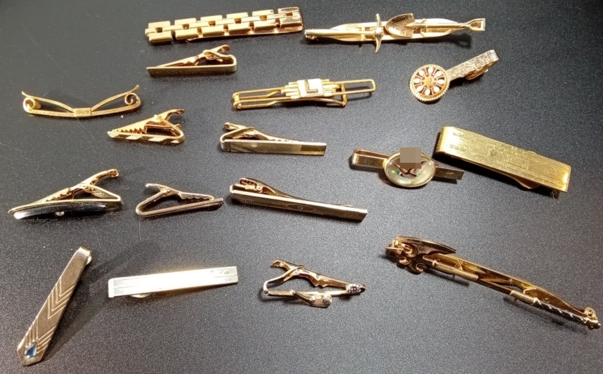 Gold-Tone Vintage Tie Clip Collection, 7 Pieces