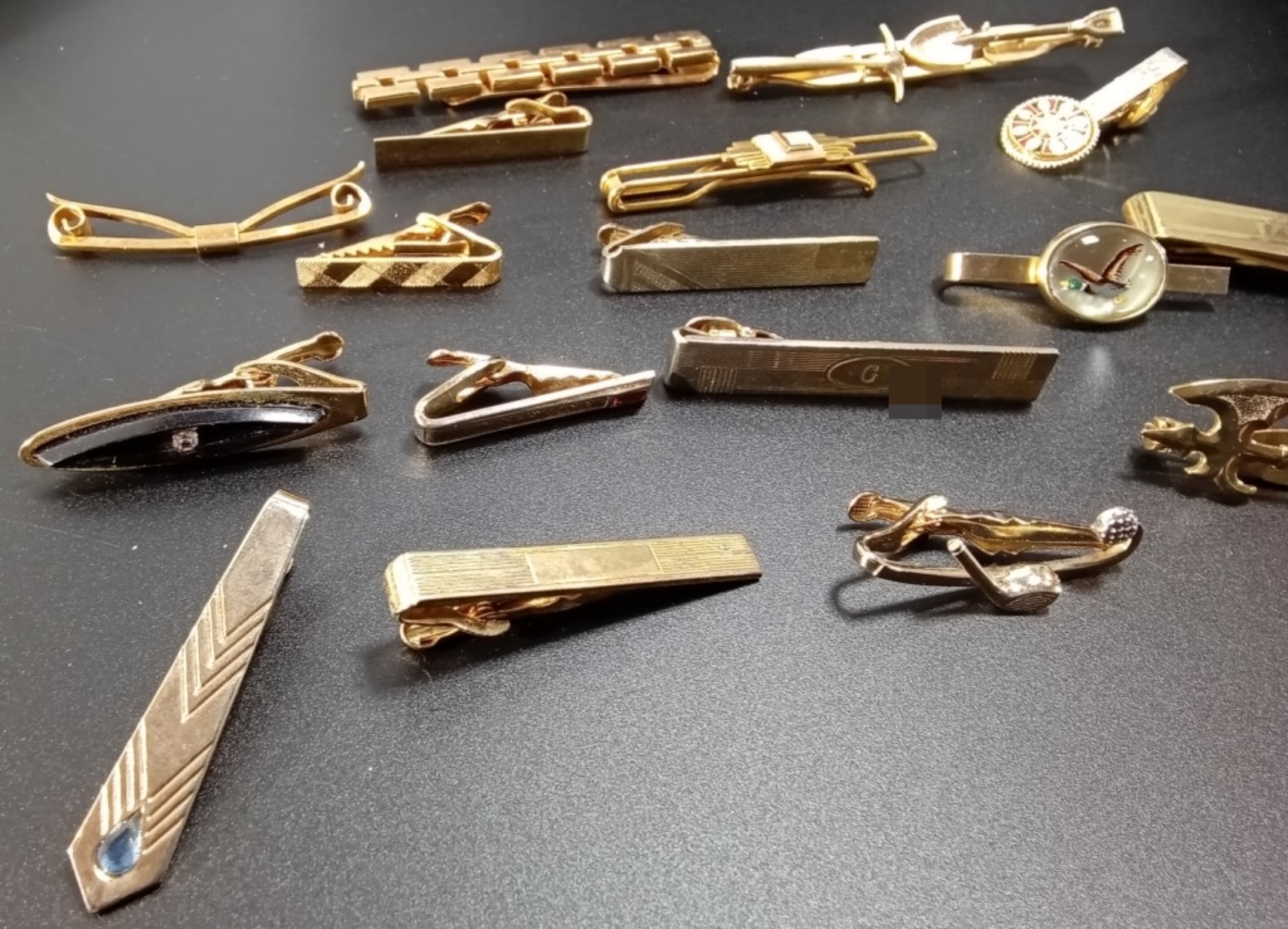 Gold-Tone Vintage Tie Clip Collection, 7 Pieces