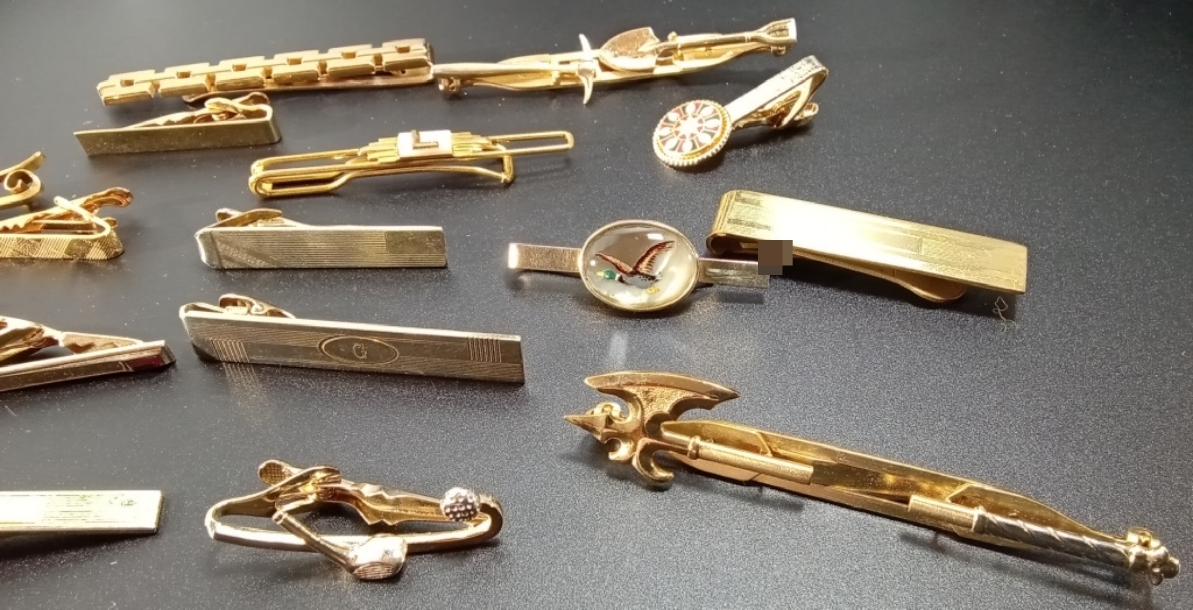 Gold-Tone Vintage Tie Clip Collection, 7 Pieces