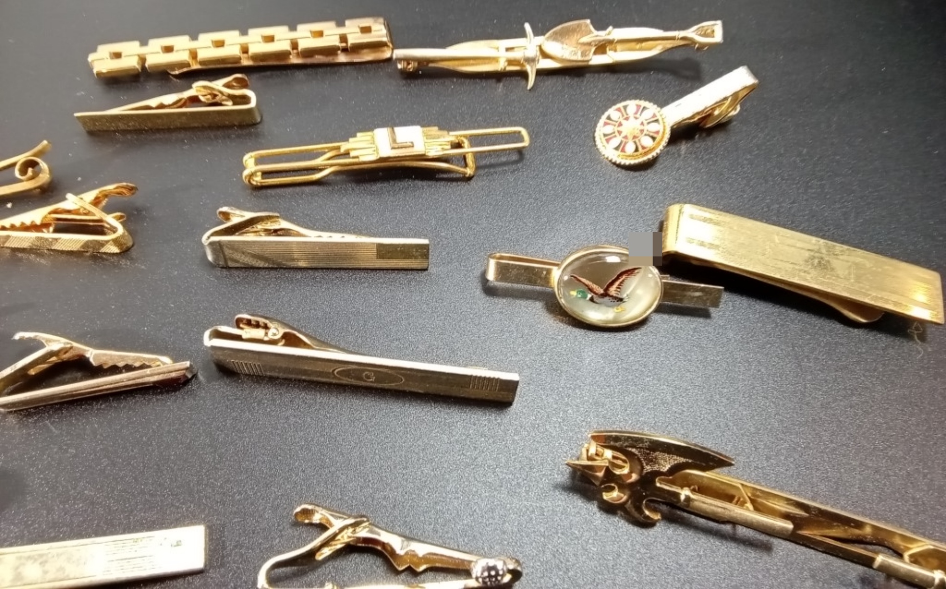 Gold-Tone Vintage Tie Clip Collection, 7 Pieces