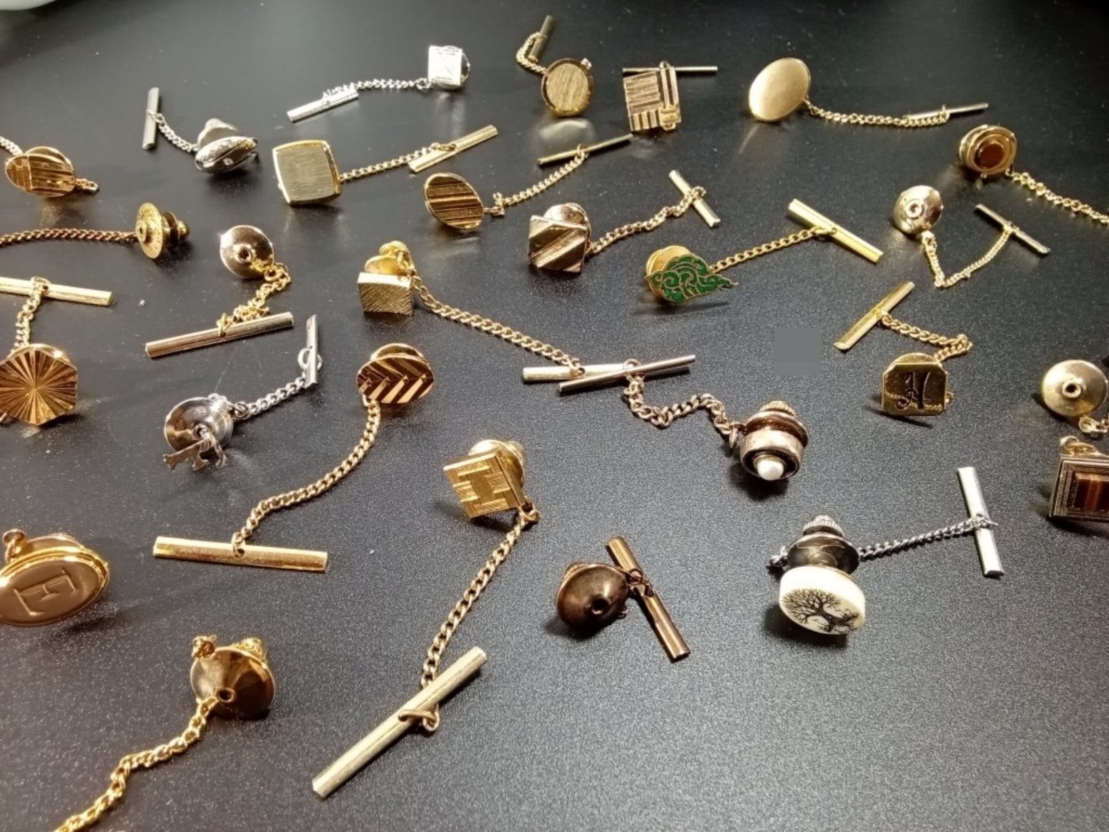 Vintage Gold & Silver Tone Tie Tack Lot, 26 Pieces