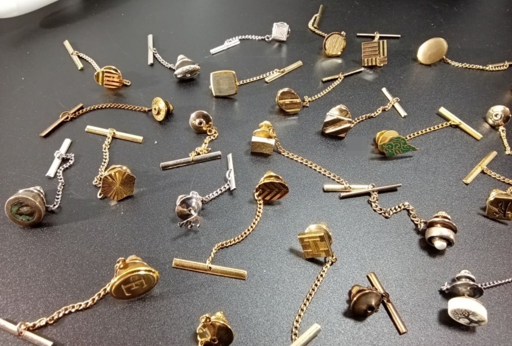 Vintage Gold & Silver Tone Tie Tack Lot, 26 Pieces