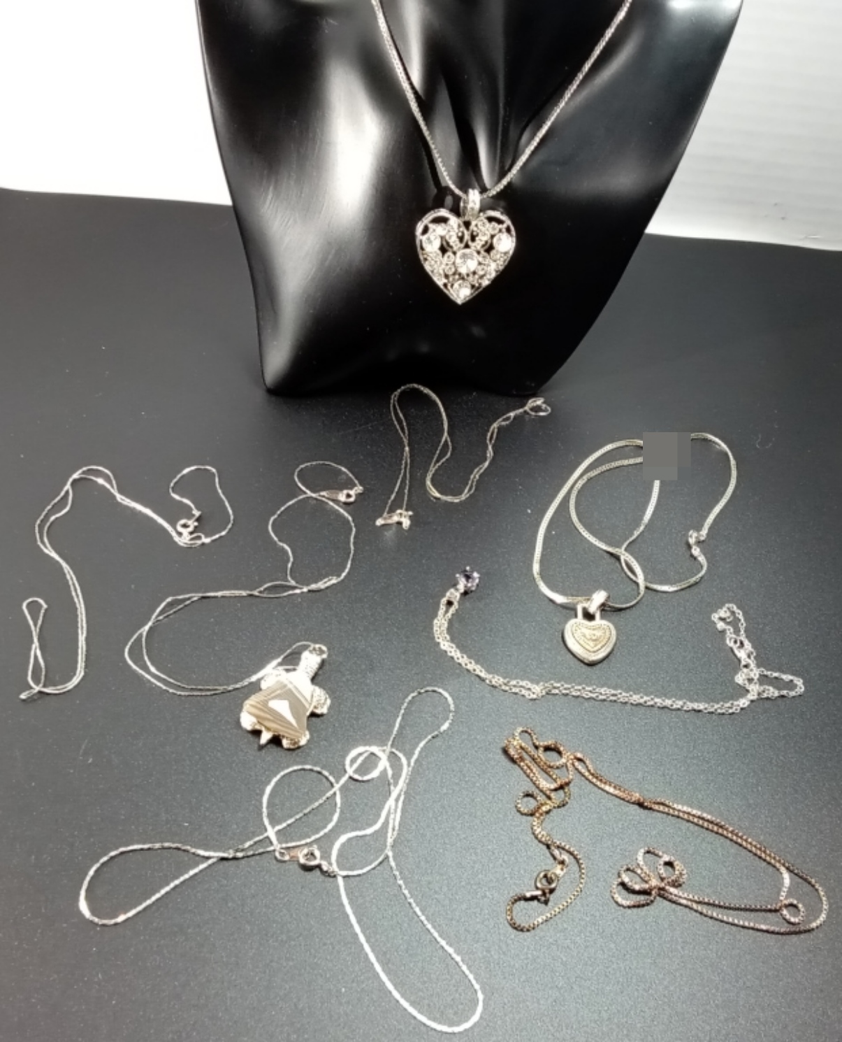 Silver-Tone Rhinestone Necklace Lot, 8 Pieces