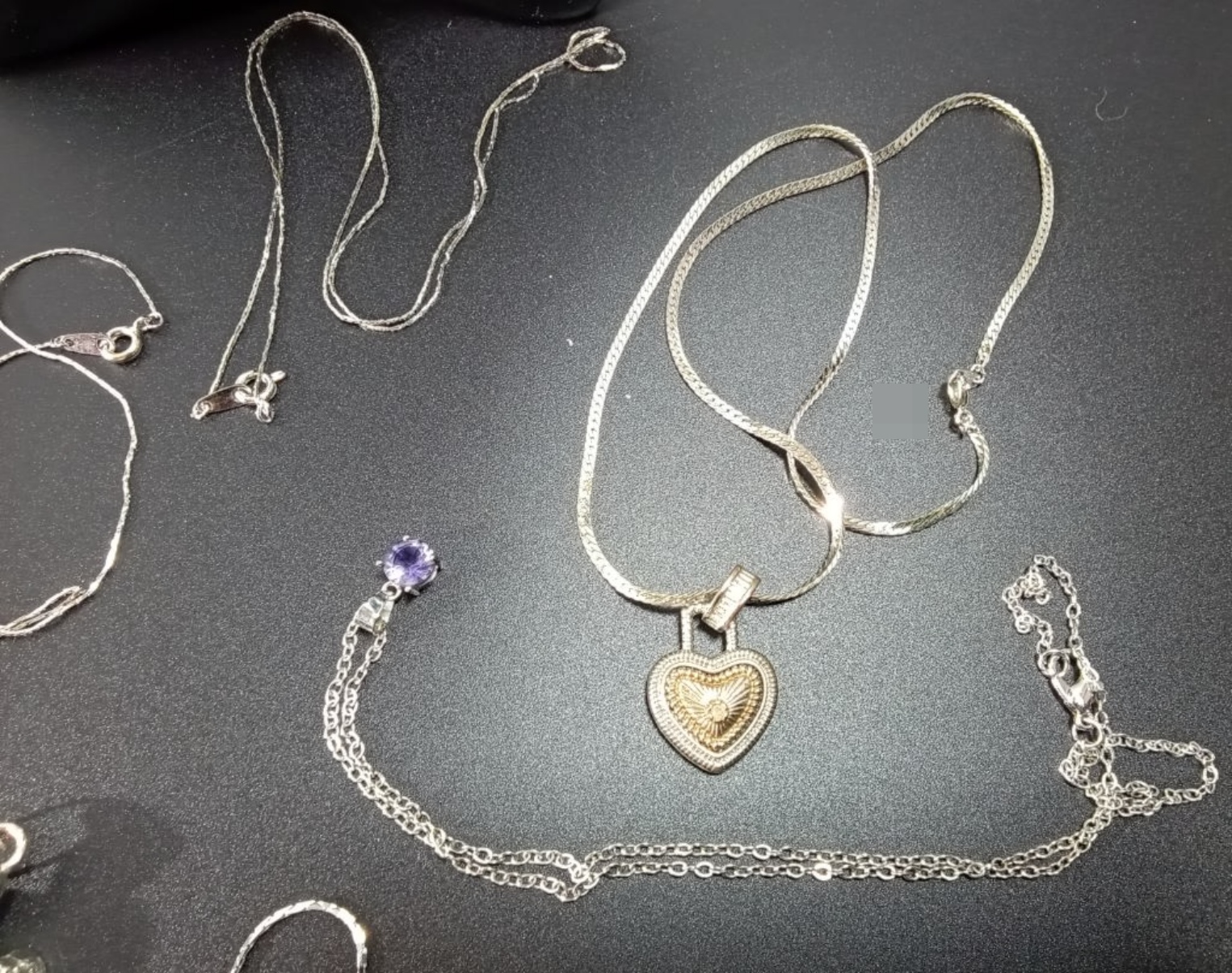 Silver-Tone Rhinestone Necklace Lot, 8 Pieces