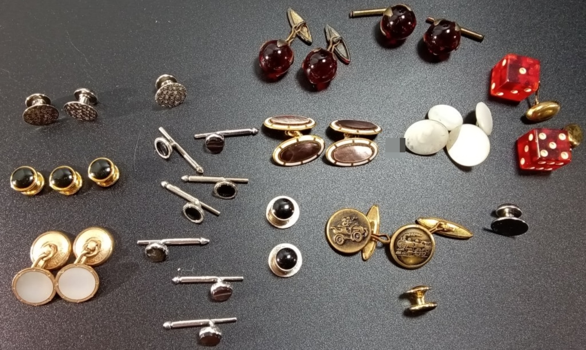 Vintage Cufflink & Stud Lot, 15 Pieces Mixed