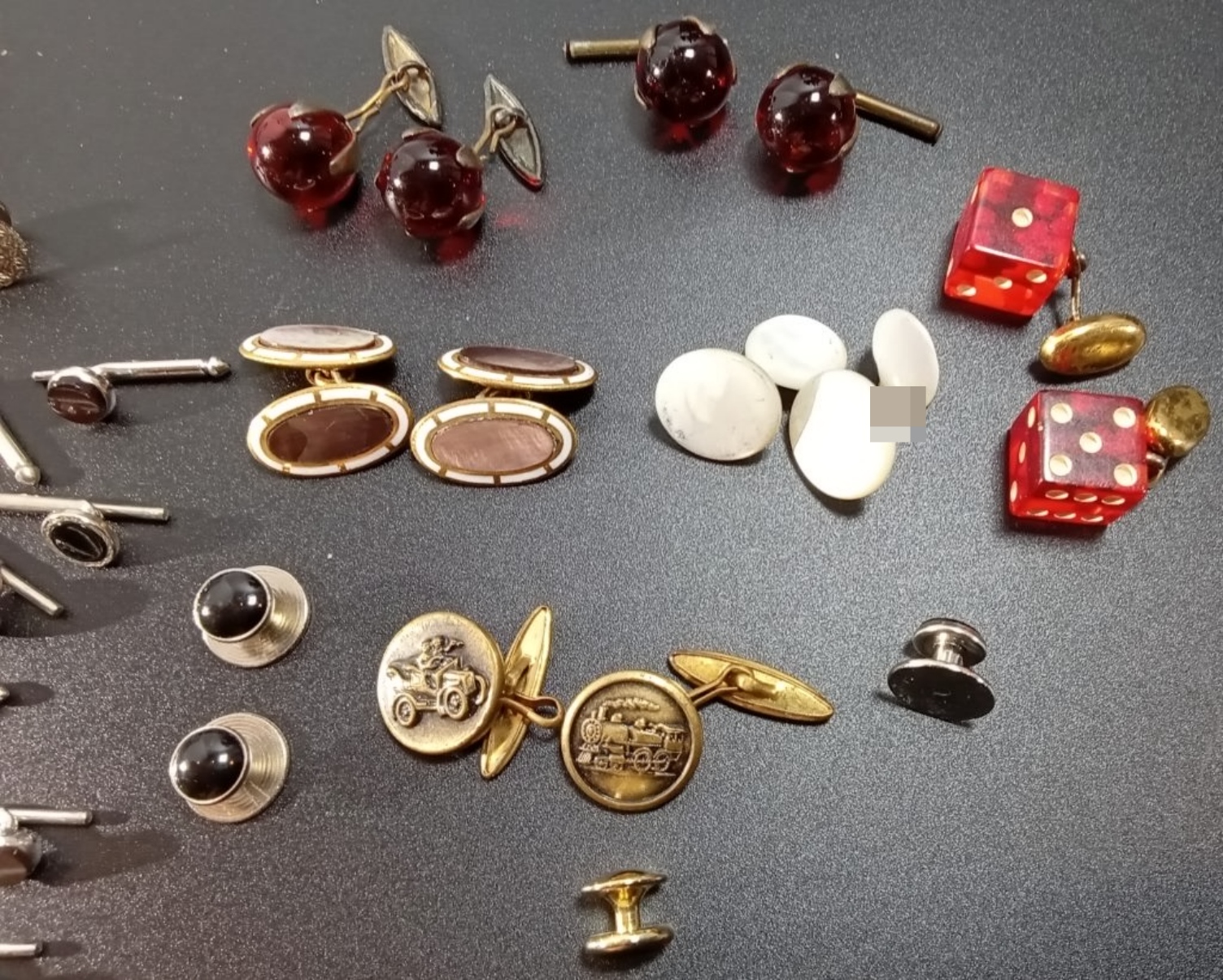 Vintage Cufflink & Stud Lot, 15 Pieces Mixed