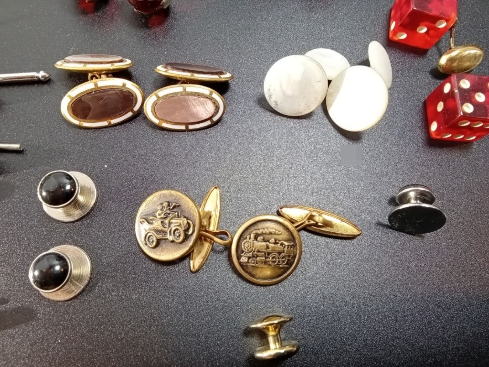 Vintage Cufflink & Stud Lot, 15 Pieces Mixed
