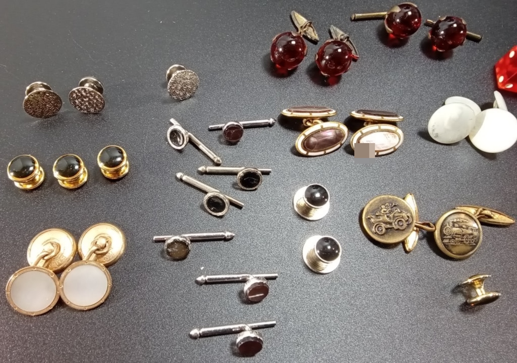 Vintage Cufflink & Stud Lot, 15 Pieces Mixed