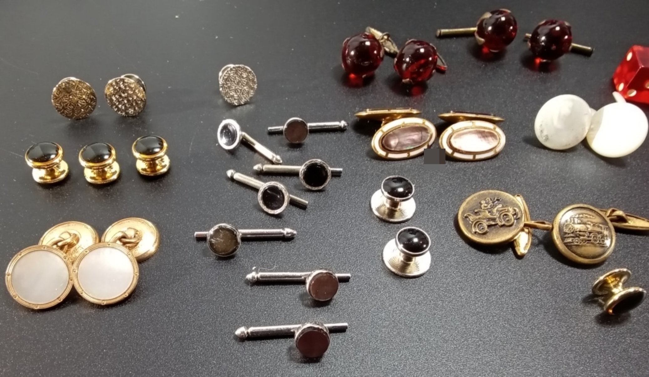 Vintage Cufflink & Stud Lot, 15 Pieces Mixed