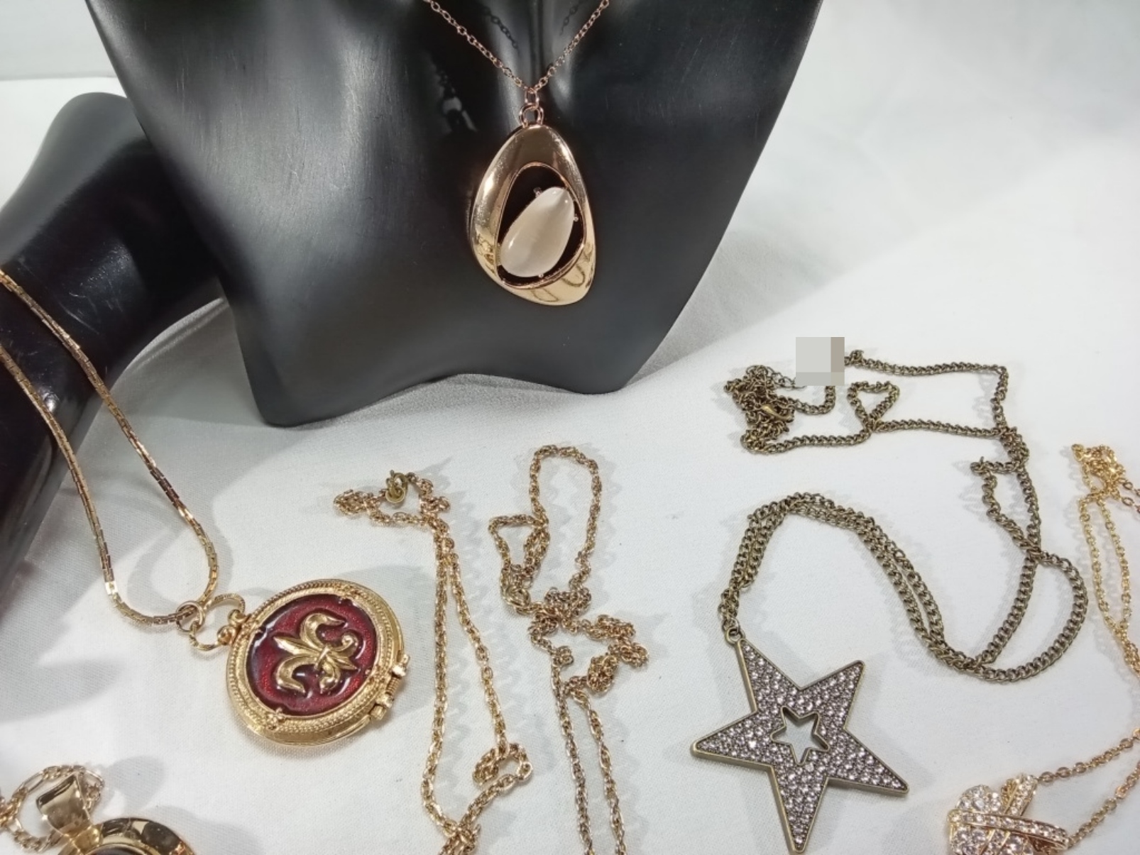 Vintage Gold-Tone Rhinestone Necklace Lot, 10 Piec