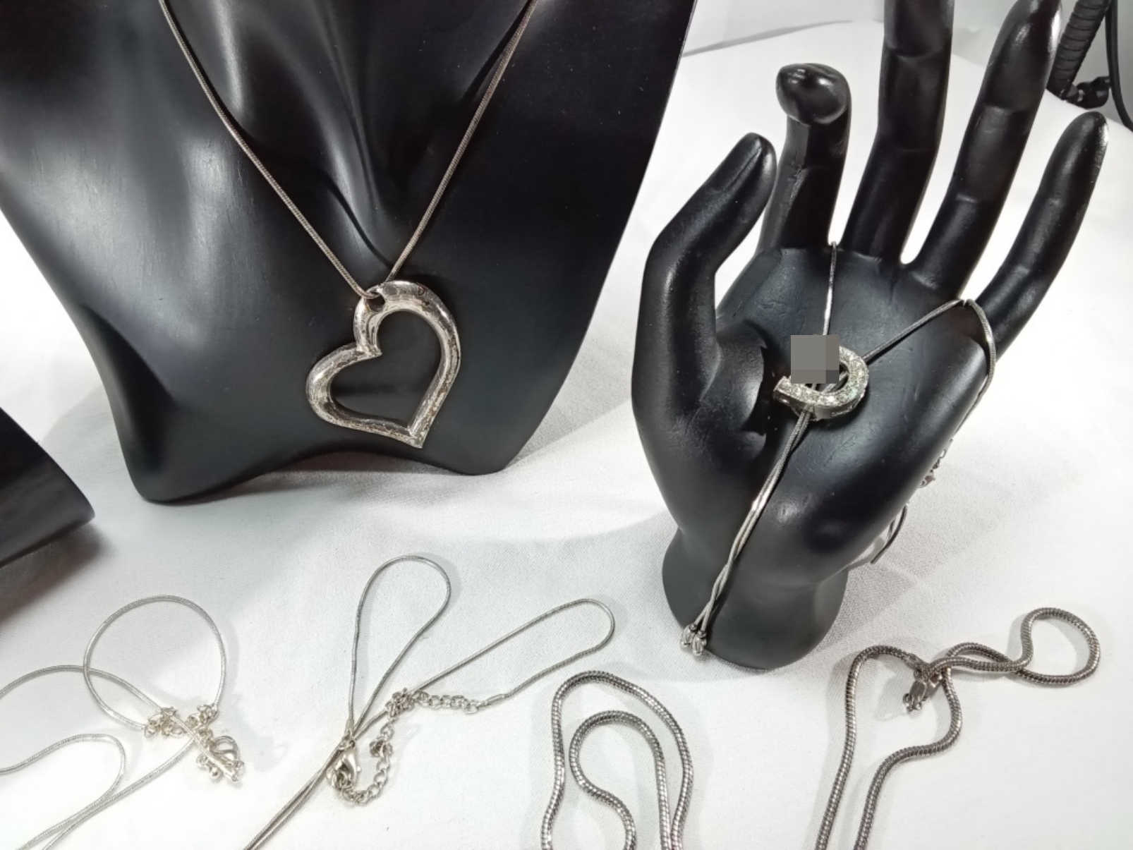 Silver-Tone Rhinestone Necklace Lot, 11 Pieces
