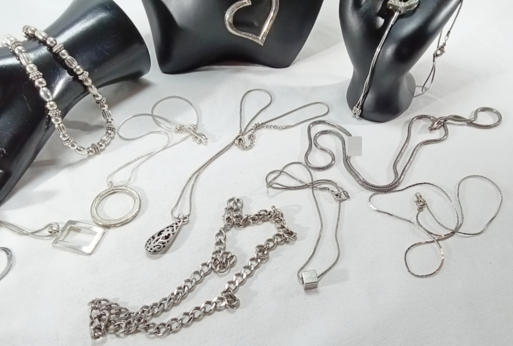 Silver-Tone Rhinestone Necklace Lot, 11 Pieces