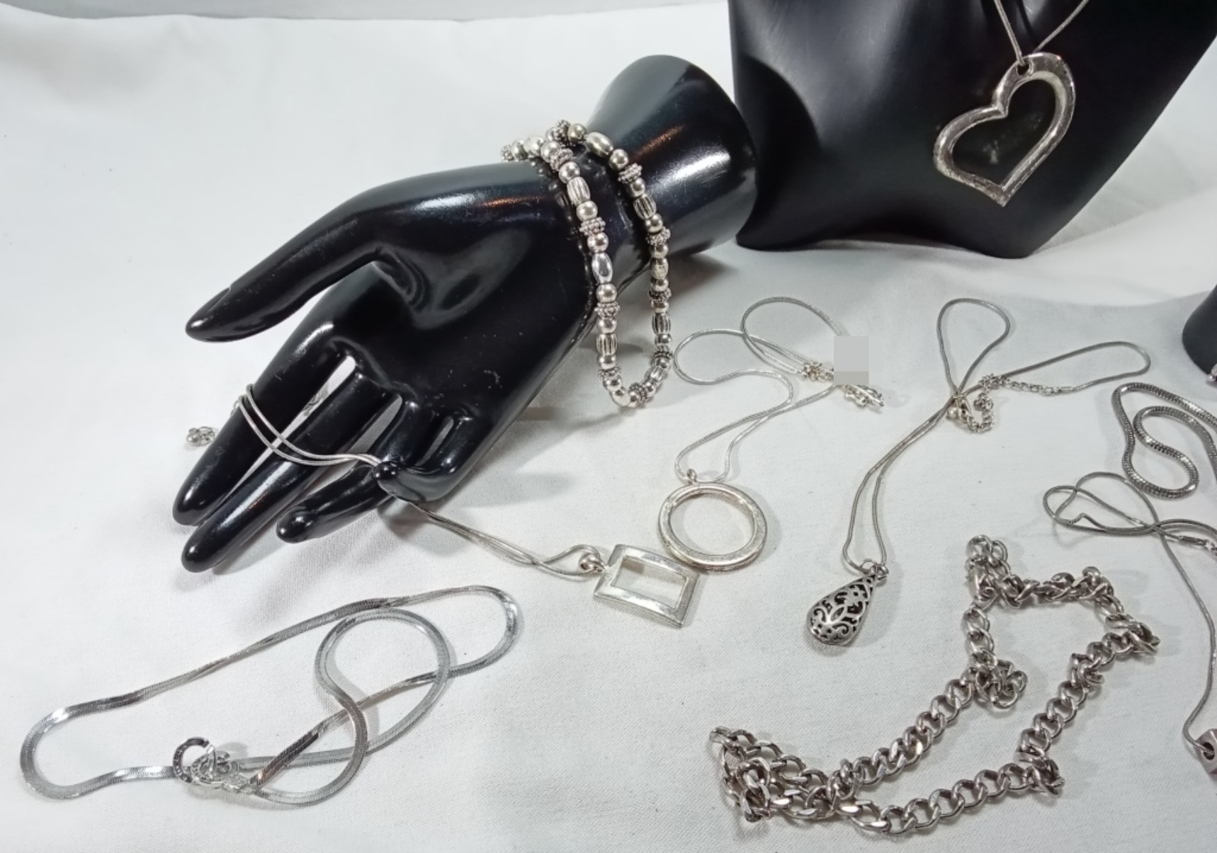 Silver-Tone Rhinestone Necklace Lot, 11 Pieces