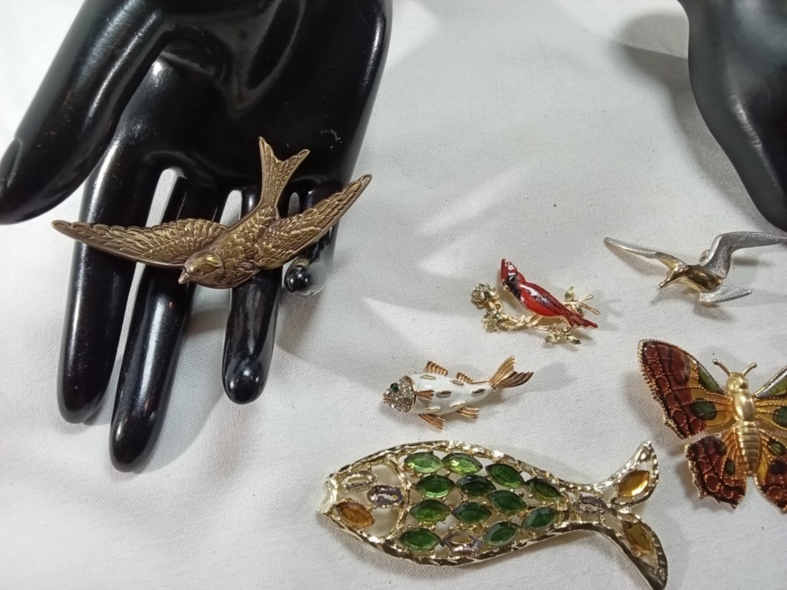 Vintage Animal Brooch Lot, 7 Pieces, Gold & Silver