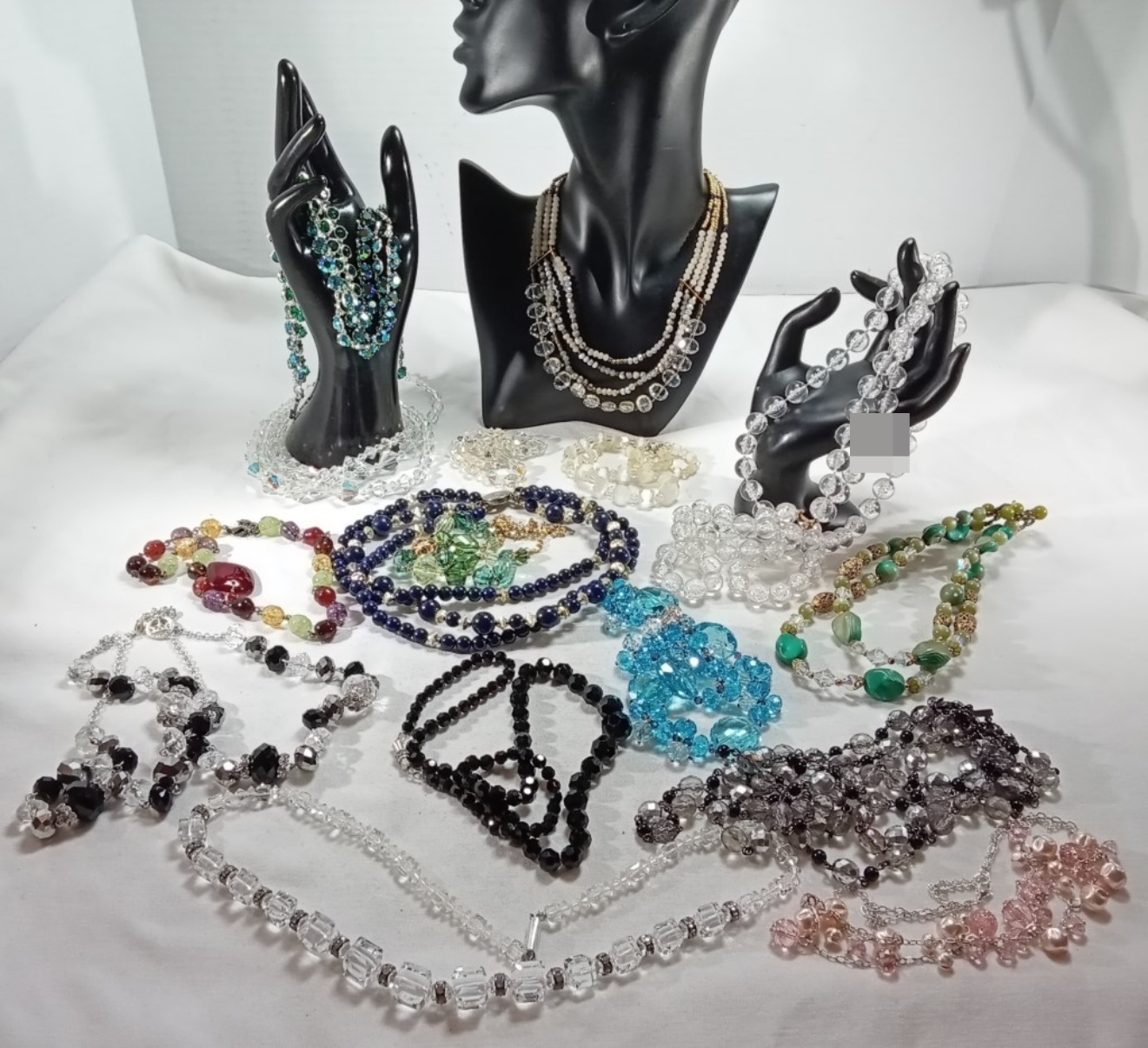 Gold-Tone Beaded Necklace Lot, 14 Pieces