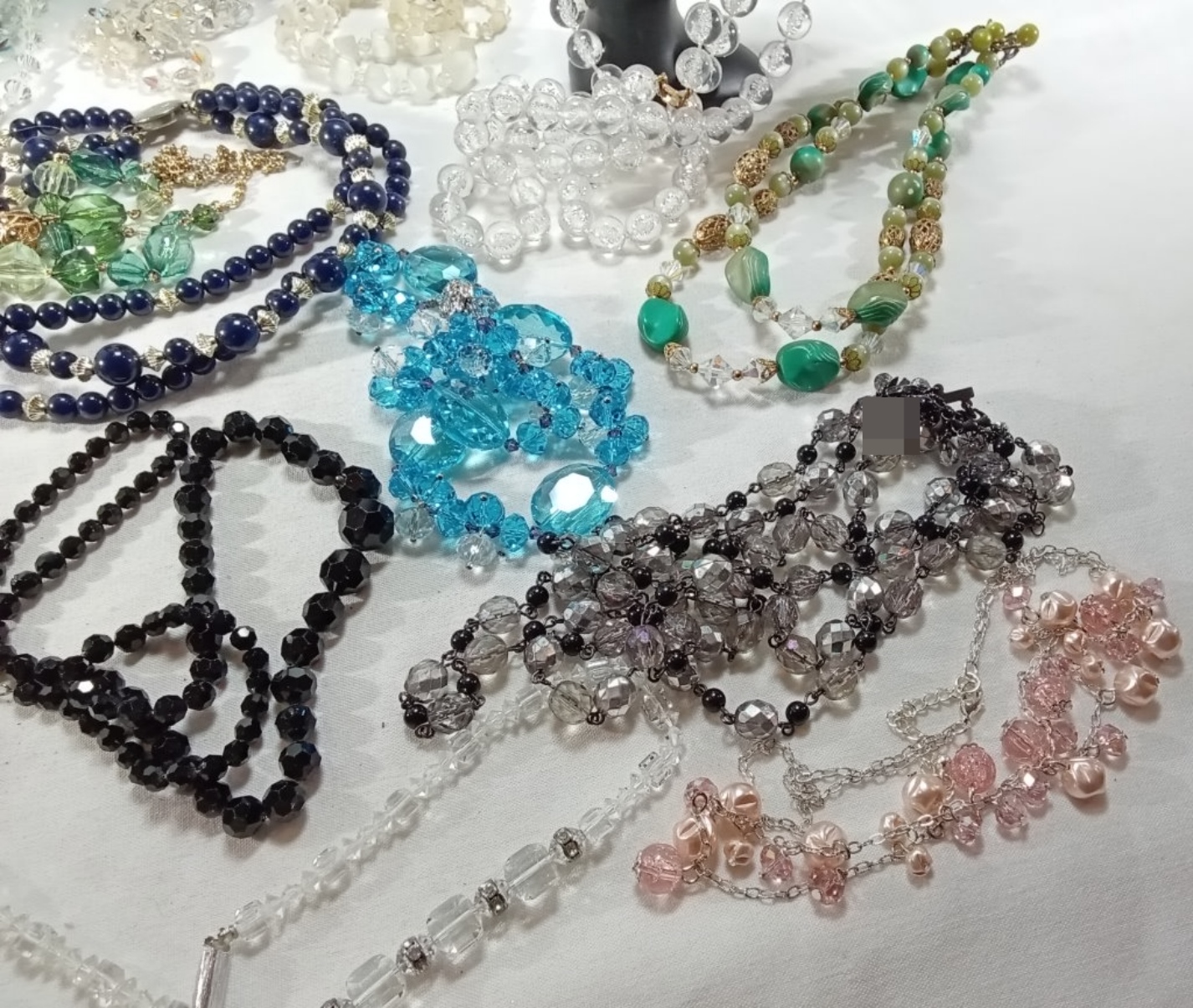 Gold-Tone Beaded Necklace Lot, 14 Pieces